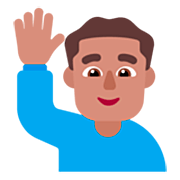Emoji 🙋🏽‍♂️ Uomo Con Mano Alzata: Carnagione Olivastra su Microsoft Windows 11 22H2.
