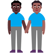 👨🏿‍🤝‍👨🏾 Emoji händchenhaltende Männer: dunkle Hautfarbe, mitteldunkle Hautfarbe Microsoft Windows 11 22H2.