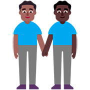 👨🏾‍🤝‍👨🏿 Emoji händchenhaltende Männer: mitteldunkle Hautfarbe, dunkle Hautfarbe Microsoft Windows 11 22H2.