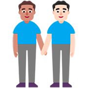 👨🏽‍🤝‍👨🏻 Emoji händchenhaltende Männer: mittlere Hautfarbe, helle Hautfarbe Microsoft Windows 11 22H2.