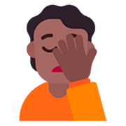 🤦🏾 Emoji sich an den Kopf fassende Person: mitteldunkle Hautfarbe Microsoft Windows 11 22H2.