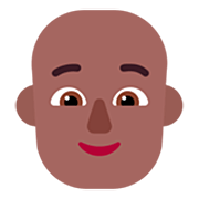 🧑🏾‍🦲 Emoji Erwachsener: mitteldunkle Hautfarbe, Glatze Microsoft Windows 11 22H2.