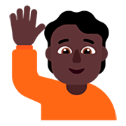🙋🏿 Emoji Pessoa Levantando A Mão: Pele Escura na Microsoft Windows 11 22H2.