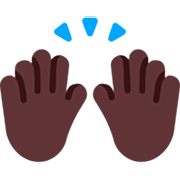 Emoji 🙌🏿 Mani Alzate: Carnagione Scura su Microsoft Windows 11 22H2.
