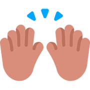 Emoji 🙌🏽 Mani Alzate: Carnagione Olivastra su Microsoft Windows 11 22H2.