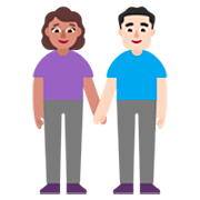 👩🏽‍🤝‍👨🏻 Emoji Mann und Frau halten Hände: mittlere Hautfarbe, helle Hautfarbe Microsoft Windows 11 22H2.