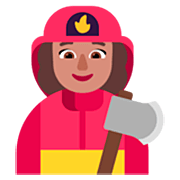 Émoji 👩🏽‍🚒 Pompier Femme : Peau Légèrement Mate sur Microsoft Windows 11 22H2.