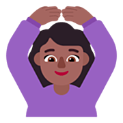 🙆🏾‍♀️ Emoji Frau mit Händen auf dem Kopf: mitteldunkle Hautfarbe Microsoft Windows 11 22H2.