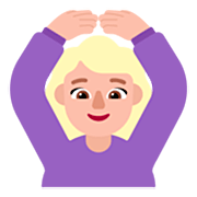 🙆🏼‍♀️ Emoji Frau mit Händen auf dem Kopf: mittelhelle Hautfarbe Microsoft Windows 11 22H2.