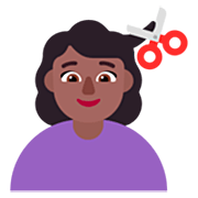 💇🏾‍♀️ Emoji Mulher Cortando O Cabelo: Pele Morena Escura na Microsoft Windows 11 22H2.