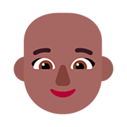 👩🏾‍🦲 Emoji Frau: mitteldunkle Hautfarbe, Glatze Microsoft Windows 11 22H2.
