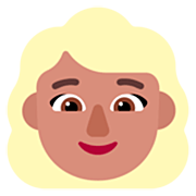 Émoji 👱🏽‍♀️ Femme Blonde : Peau Légèrement Mate sur Microsoft Windows 11 22H2.