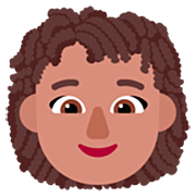 👩🏽‍🦱 Emoji Mulher: Pele Morena E Cabelo Cacheado na Microsoft Windows 11 22H2.