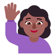 🙋🏾‍♀️ Emoji Mulher Levantando A Mão: Pele Morena Escura na Microsoft Windows 11 22H2.