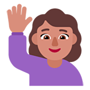 🙋🏽‍♀️ Emoji Mulher Levantando A Mão: Pele Morena na Microsoft Windows 11 22H2.