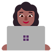 👩🏾‍💻 Emoji Tecnóloga: Pele Morena Escura na Microsoft Windows 11 22H2.