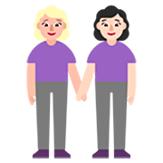 Emoji 👩🏼‍🤝‍👩🏻 Due Donne Che Si Tengono Per Mano: Carnagione Abbastanza Chiara E Carnagione Chiara su Microsoft Windows 11 22H2.