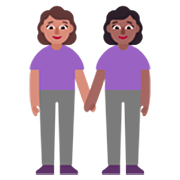 Emoji 👩🏽‍🤝‍👩🏾 Due Donne Che Si Tengono Per Mano: Carnagione Olivastra E Carnagione Abbastanza Scura su Microsoft Windows 11 22H2.