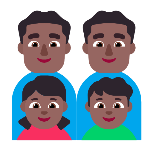 👨🏾‍👨🏾‍👧🏾‍👦🏾 Emoji Família - Homem, Homem, Menina, Menino: Pele Morena Escura na Microsoft Windows 11 23H2.