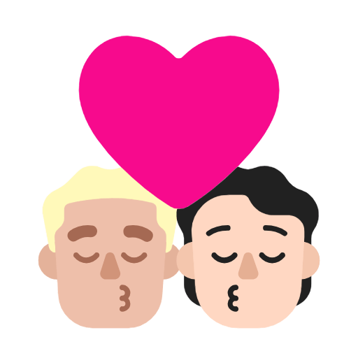 Emoji 👨🏼‍❤️‍💋‍🧑🏻 Bacio Tra Coppia: uomo, persona, Carnagione Abbastanza Chiara, Carnagione Chiara su Microsoft Windows 11 23H2.
