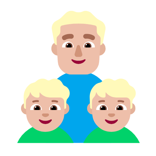 Emoji 👨🏼‍👦🏼‍👦🏼 Famiglia - Uomo, Bambino, Bambino: Carnagione Abbastanza Chiara su Microsoft Windows 11 23H2.