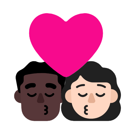 Emoji 👨🏿‍❤️‍💋‍👩🏻 Bacio Tra Coppia - Uomo: Carnagione Scura, Donna: Carnagione Chiara su Microsoft Windows 11 23H2.
