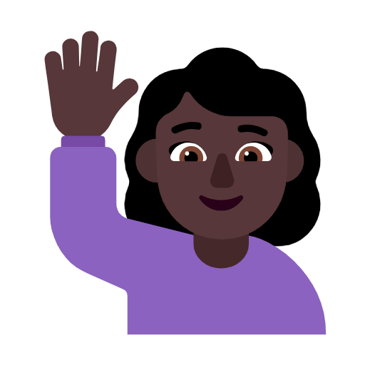 🙋🏿‍♀️ Emoji Frau mit erhobenem Arm: dunkle Hautfarbe Microsoft Windows 11 23H2.