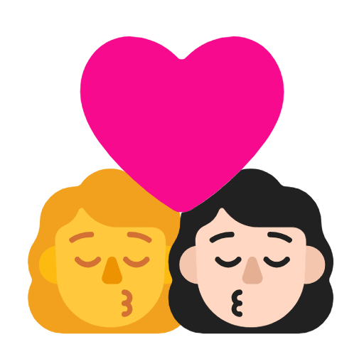 👩‍❤️‍💋‍👩🏻 Emoji sich küssendes Paar - Frau, Frau: helle Hautfarbe Microsoft Windows 11 23H2.