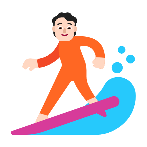 Emoji 🏄🏻 Persona Che Fa Surf: Carnagione Chiara su Microsoft Windows 11 23H2.