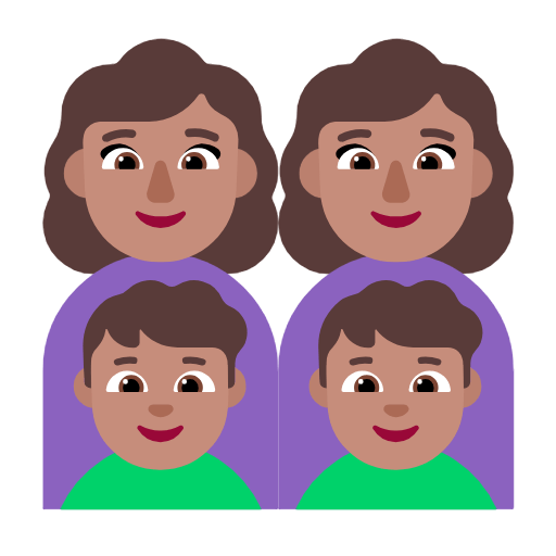 👩🏽‍👩🏽‍👦🏽‍👦🏽 Emoji Familie - Frau, Frau, Junge, Junge: mittlere Hautfarbe Microsoft Windows 11 23H2.