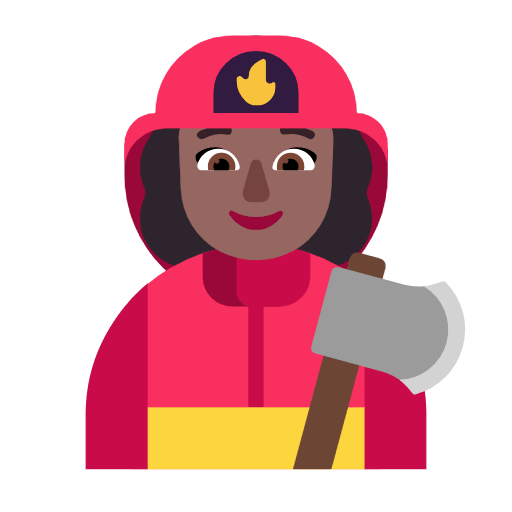 Emoji 👩🏾‍🚒 Pompiere Donna: Carnagione Abbastanza Scura su Microsoft Windows 11 23H2.