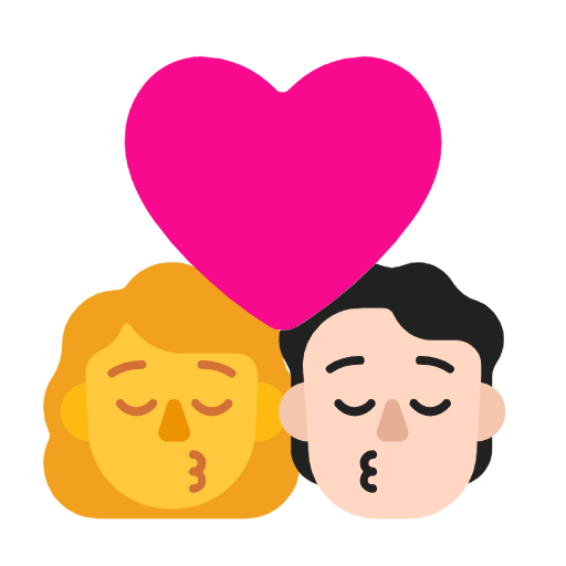 Emoji 👩‍❤️‍💋‍🧑🏻 Bacio Tra Coppia: Donna, persona, Nessun tono della pelle, Carnagione Chiara su Microsoft Windows 11 23H2.