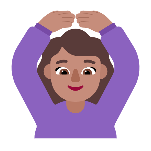 🙆🏽‍♀️ Emoji Frau mit Händen auf dem Kopf: mittlere Hautfarbe Microsoft Windows 11 23H2.