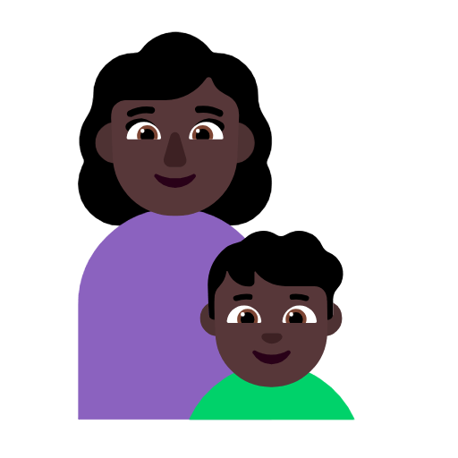 Emoji 👩🏿‍👦🏿 Famiglia - Donna, Bambino: Carnagione Scura su Microsoft Windows 11 23H2.