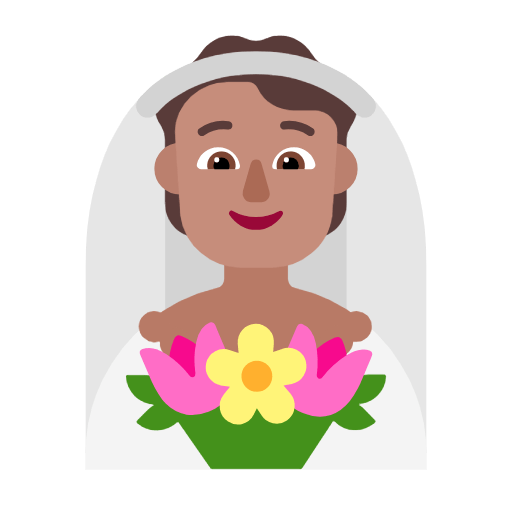 Émoji 👰🏽 Personne Mariée Avec Voile : Peau Légèrement Mate sur Microsoft Windows 11 23H2.