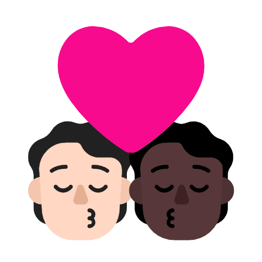 Emoji 🧑🏻‍❤️‍💋‍🧑🏿 Bacio Tra Coppia: persona, persona, Carnagione Chiara, Carnagione Scura su Microsoft Windows 11 23H2.