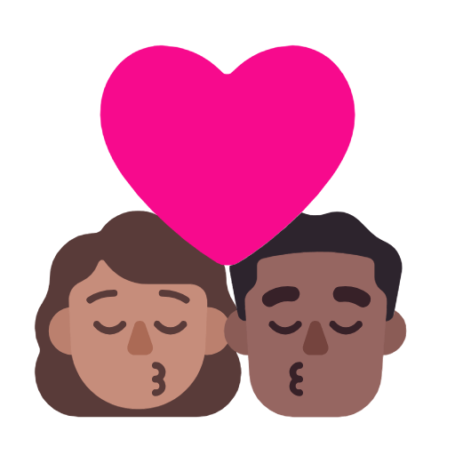 Emoji 👩🏽‍❤️‍💋‍👨🏾 Bacio Tra Coppia - Donna: Carnagione Olivastra, Uomo: Carnagione Abbastanza Scura su Microsoft Windows 11 23H2.