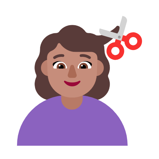 💇🏽‍♀️ Emoji Mulher Cortando O Cabelo: Pele Morena na Microsoft Windows 11 23H2.