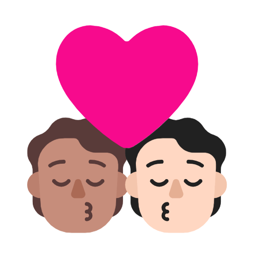 Emoji 🧑🏽‍❤️‍💋‍🧑🏻 Bacio Tra Coppia: persona, persona, Carnagione Olivastra, Carnagione Chiara su Microsoft Windows 11 23H2.
