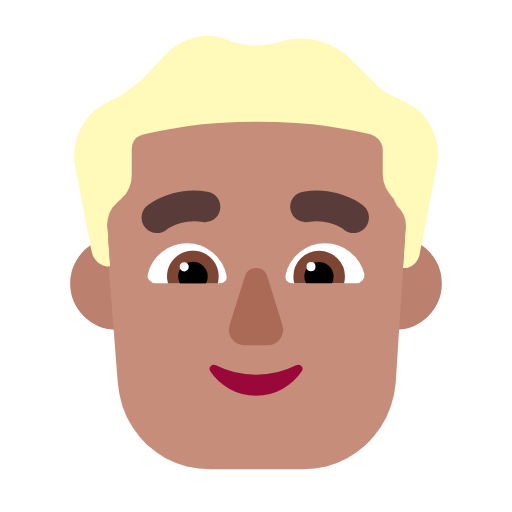 👱🏽‍♂️ Emoji Mann: mittlere Hautfarbe, blond Microsoft Windows 11 23H2.