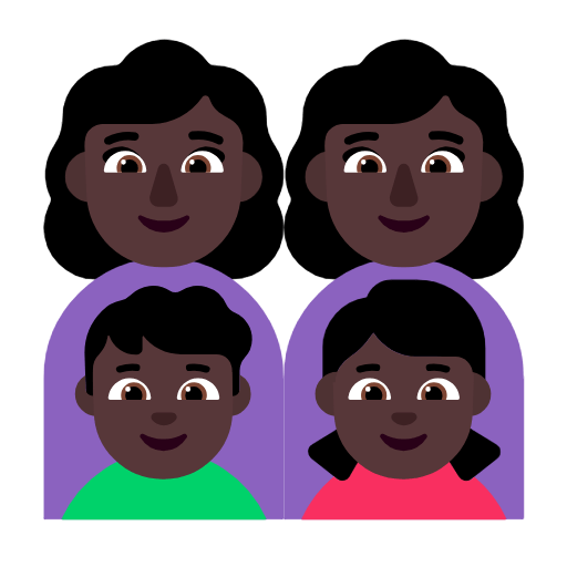 👩🏿‍👩🏿‍👦🏿‍👧🏿 Emoji Familia - Mujer, Hombre, Niño, Niña: Tono De Piel Oscuro en Microsoft Windows 11 23H2.
