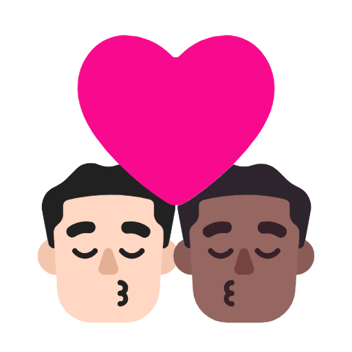 Emoji 👨🏻‍❤️‍💋‍👨🏾 Bacio Tra Coppia - Uomo: Carnagione Chiara, Uomo: Carnagione Abbastanza Scura su Microsoft Windows 11 23H2.