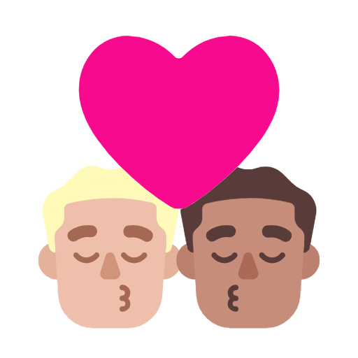 Emoji 👨🏼‍❤️‍💋‍👨🏽 Bacio Tra Coppia - Uomo: Carnagione Abbastanza Chiara, Uomo: Carnagione Olivastra su Microsoft Windows 11 23H2.