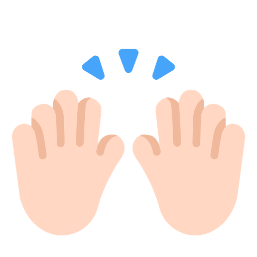 🙌🏻 Emoji zwei erhobene Handflächen: helle Hautfarbe Microsoft Windows 11 23H2.