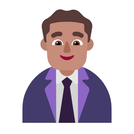 👨🏽‍💼 Emoji Oficinista Hombre: Tono De Piel Medio en Microsoft Windows 11 23H2.