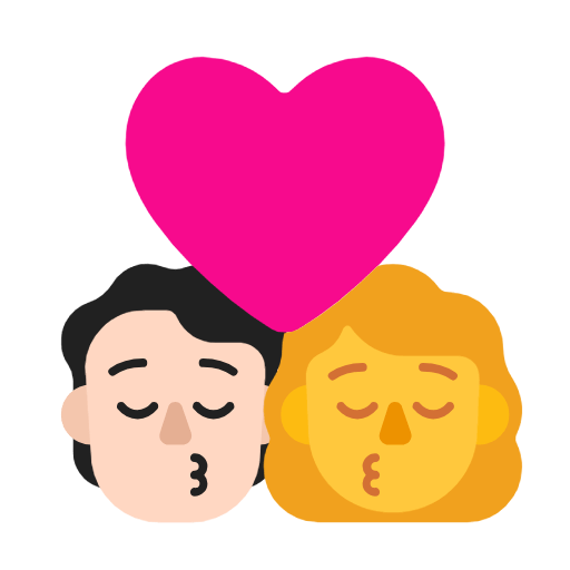 🧑🏻‍❤️‍💋‍👩 Emoji sich küssendes Paar: Person, Frau, helle Hautfarbe, Kein Hautton Microsoft Windows 11 23H2.