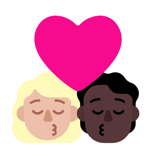 👩🏼‍❤️‍💋‍🧑🏿 Emoji sich küssendes Paar: Frau, Person, mittelhelle Hautfarbe, dunkle Hautfarbe Microsoft Windows 11 23H2.