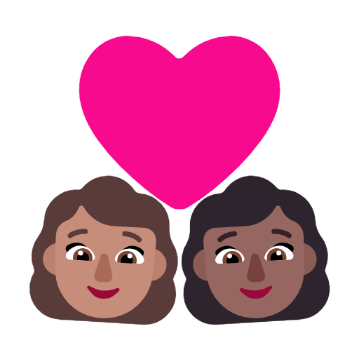 Emoji 👩🏽‍❤️‍👩🏾 Coppia Con Cuore - Donna: Carnagione Olivastra, Donna: Carnagione Abbastanza Scura su Microsoft Windows 11 23H2.