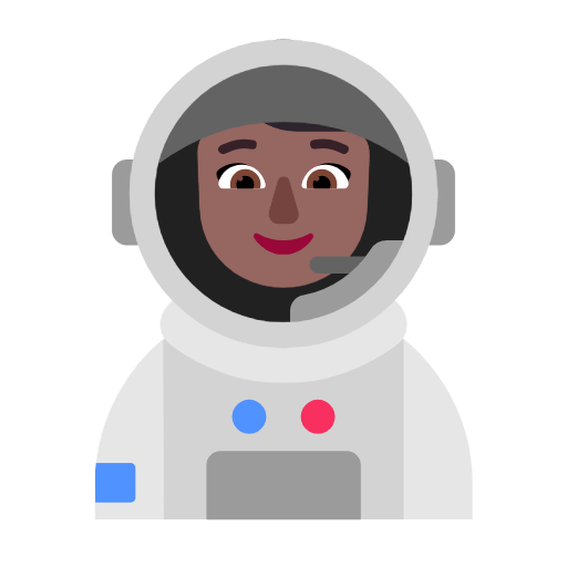 👩🏾‍🚀 Emoji Astronauta Mujer: Tono De Piel Oscuro Medio en Microsoft Windows 11 23H2.