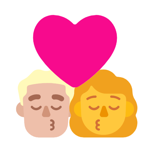 👨🏼‍❤️‍💋‍👩 Emoji sich küssendes Paar - Mann: mittelhelle Hautfarbe, Frau Microsoft Windows 11 23H2.